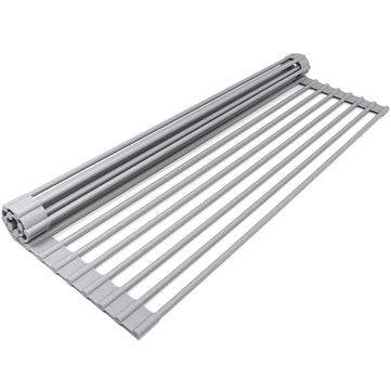 Dish Drying Rack Roll Up NO-Slip Silicone-coated Kitchen Multipurpose Sink Drainer Foldable Drain Sh