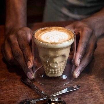 HiBREW Coffee Cup Personalized Glass Skull Style