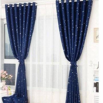 Honana WX-C13 Sky Star Blackout Curtains Thermal Insul... (COLOR.: NAVY | CURTAIN SIZE: 100CMX130CM)