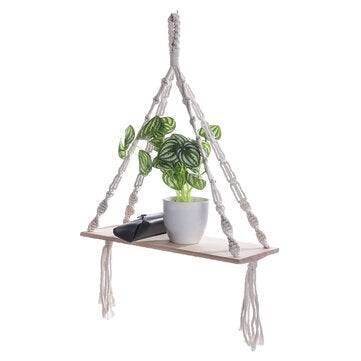 Bohemia Macrame Woven Wood Mount Shelf Tapestry Tassel Wall Hanging Storage Rack Home Office Decorat