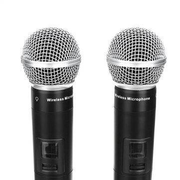 EPXCM A-666 UHF Wireless 2Ch Handheld Mic Cardioid Microphone System for Kraoke Speech Party