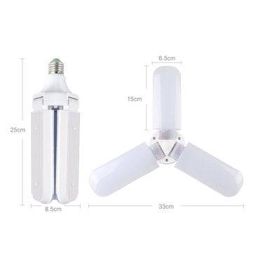 AC85-265V 45W E27 Warm White 2835 228 LED Foldable Fan Blade Angle Adjustable Indoor Light Bulb