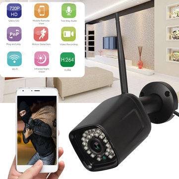 720P Black US Plug Wireless Camera Outdoor HD Wifi Remote Home IP Camera Two-Way Voice Intercom Wate