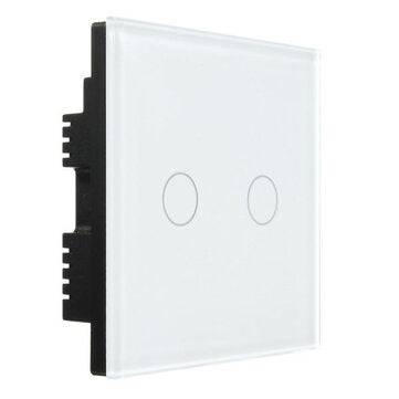 AC 250V Tempered Glass Wall Switch Panel - Two Switch Double Control (COLOR.: WHITE)