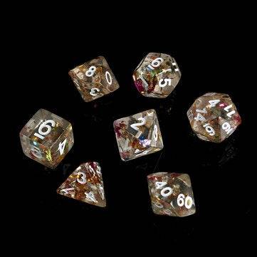 7Pcs Multiple Face Dice Set DIY Handcrafted Transparent 7-Face Dice Color Pieces Embedded Dice For P