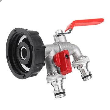 1/2 Inch S60x6 IBC Brass Water Tank Adapter Double Head Tap Outlet Replacement Valve Fitting for Gar