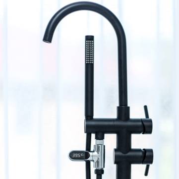 [Upgrade Version] V2 Water Shower Thermometer LED Celsius Fahrenheit Time Display Flow Self-Generati
