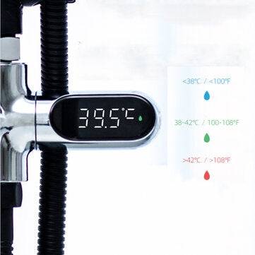 [Upgrade Version] V2 Water Shower Thermometer LED Celsius Fahrenheit Time Display Flow Self-Generati