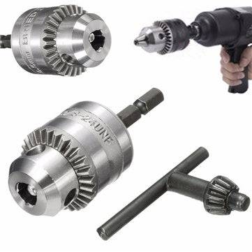 0.6-6mm Drill Chuck Driver Converter 3/8 Inch 24UNF With 1/4 Inch Hex Shank Adaptor