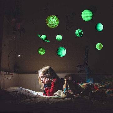 9Pcs/set Planet Stickers Solar System Planets Wall Stickers Wall Decal Home Living Room Kids Room Ba