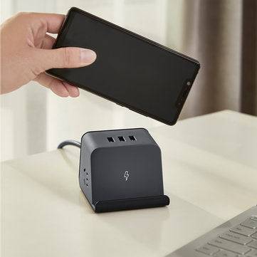 Aigo 5W Wireless Charger Socket 3D Mini Power Strip Socket Outlet 3USB Ports from