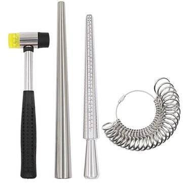 8 Scales Ring Sizer Mandrel 54pcs Ring Sizer Ring Mandrel Rubber Hammer Kit Hand T... (TYPE: EUSIZE)
