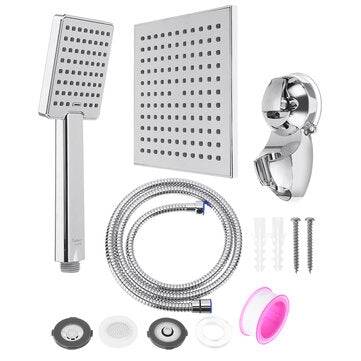 8 Inch Large Angle-adjustable Square Shower Head Electroplating Five Piece Set