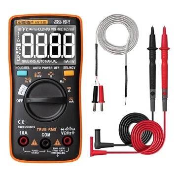 ANENG AN113D Intelligent Auto Measure True- RMS Digital Multimeter 6000 Counts Resistance Diode Cont