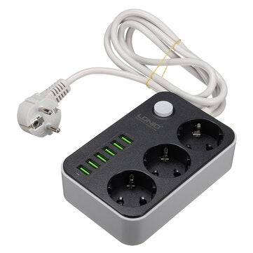 5V 3.4A Desktop 3 Power Socket 6 USB Port 5.24ft/1.6m EU Plug Charging Socket