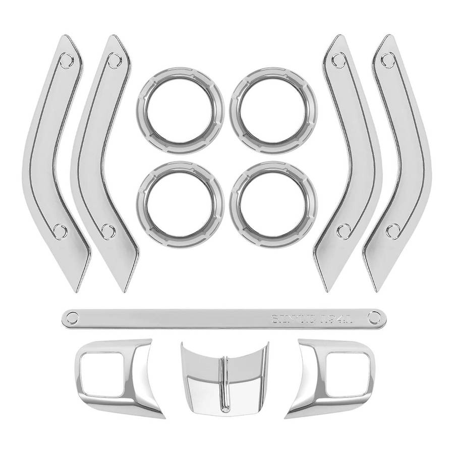 (Silver 12PCS) Car Decoration Steering Wheel & Center Console Air Outlet Trim for Wrangler JK JKU 20