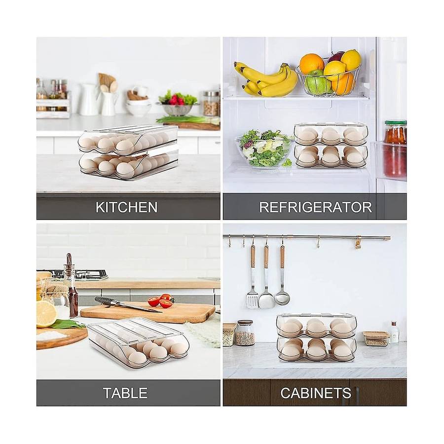 1 Layer Automatically Rolling Egg Storage Container ,capacity Egg Organizer for Fridge with Lid