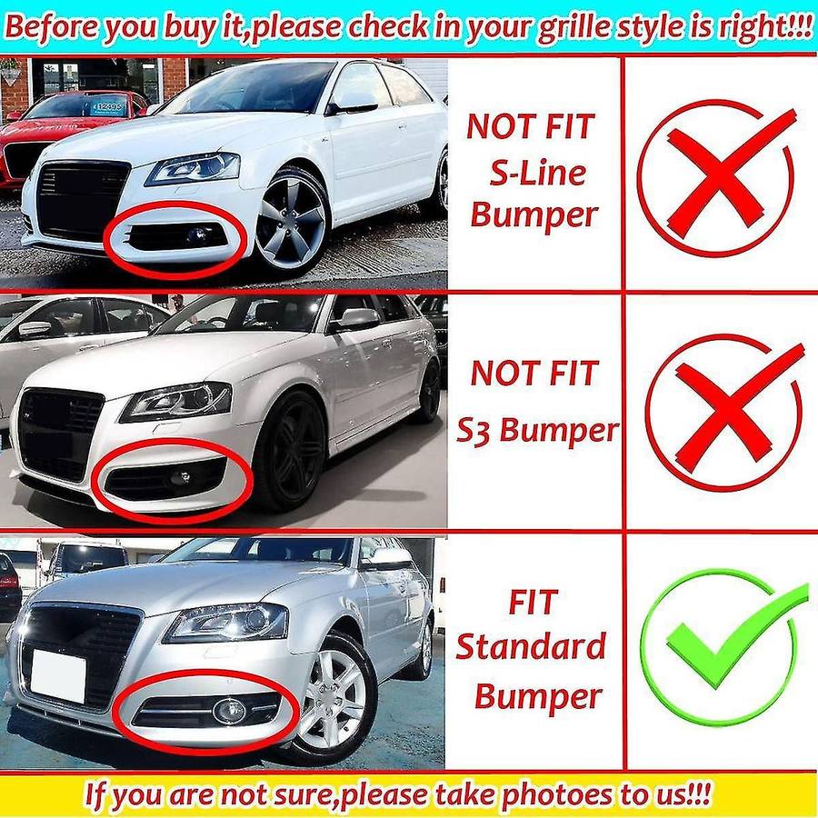1 Pair Car Front Bumper Fog Light Mesh Grille for A3 8p 2009-2013 8p0807682d Fog Lamp Honeycomb Gril