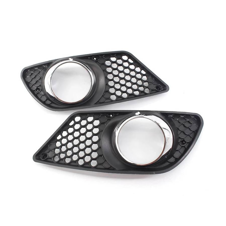 1 Pair Car Front Bumper Fog Light Grille Fog Lamp Cover with Chrome for C-class W204 2008-2010
