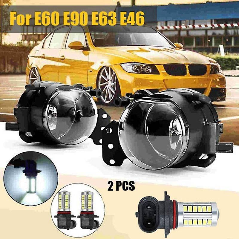 1 Pair Fog Light Assembly Car Front Fog Lights Lamps Housing Lens Clear with LED Bulbs for E60 E90 E