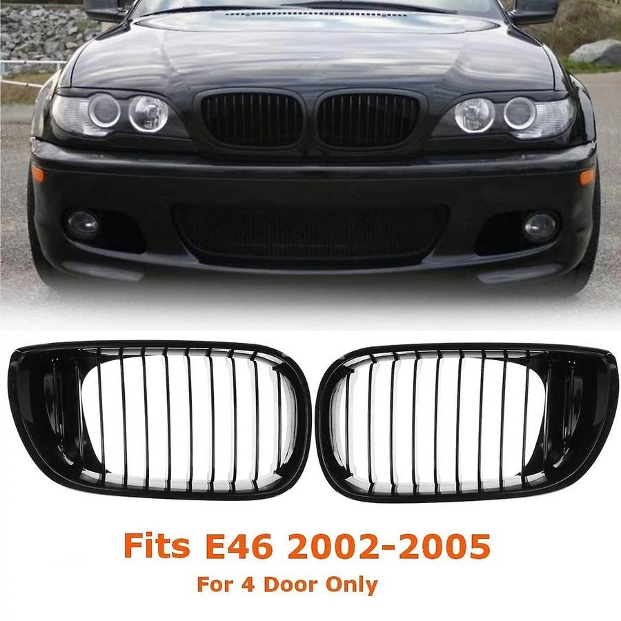 1 Pair Front Grille for E46 4D 325I Facelift 2002-2005 Gloss Black Car Front Kidney Racing Grille Gr