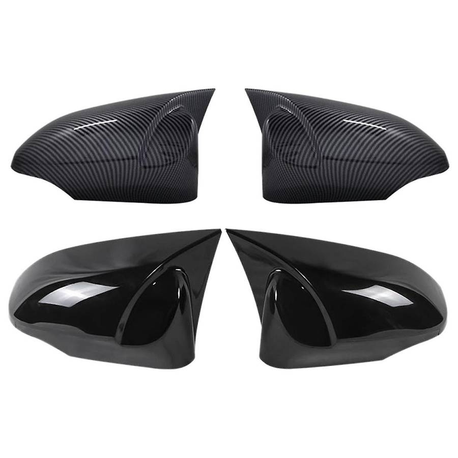 1 Pair of Bright Black Horn Rearview Mirror Housings Reversing Mirror Cover Stickers for 13-17 Parts