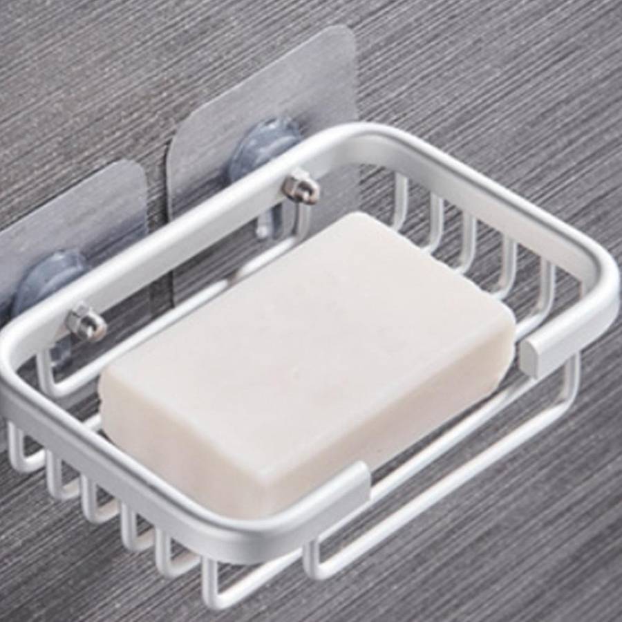 1 Pcs Drill Free Soap Dish Holder Wall Mounted Storage Rack Holder Hollow Type Soap Sponge Dish Bath