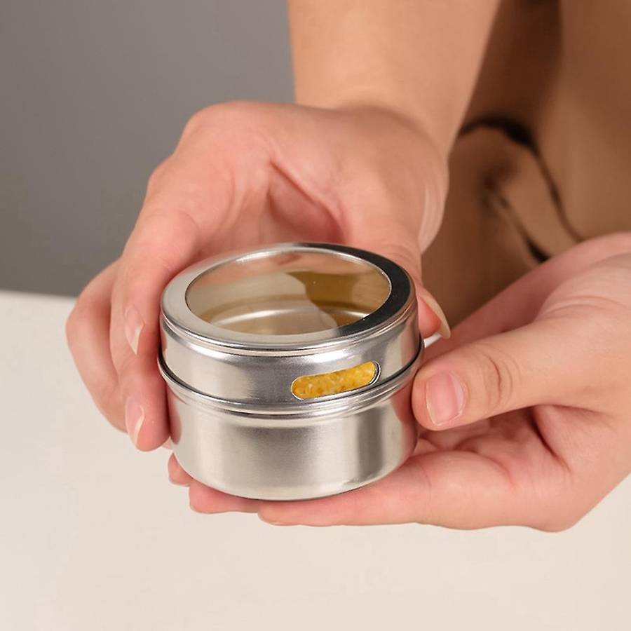 1 Set Eco-Friendly Spice Jar Seasoning Rack Rust-Proof Stainless Steel Magnetic Spice Organizer Box