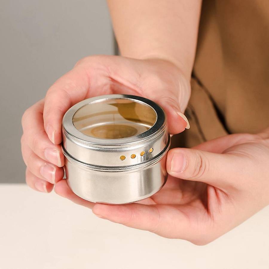 1 Set Eco-Friendly Spice Jar Seasoning Rack Rust-Proof Stainless Steel Magnetic Spice Organizer Box