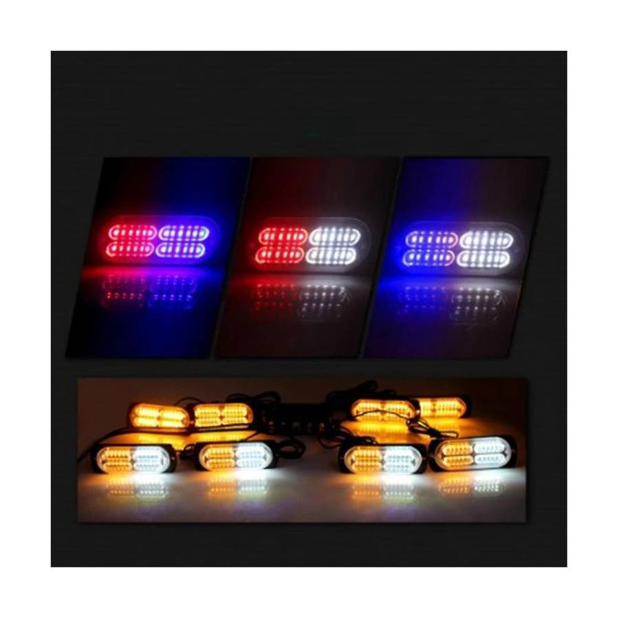 1 Tow 8 In Warning Lights Strobe Side Lights Grille Lights Yellow+white