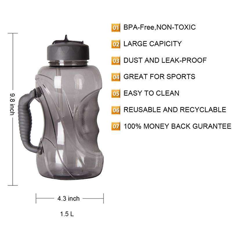 1.5L Large Capacity Space Water Cup Sports Kettle Portable Travel Equipped Water Bottle with Handle