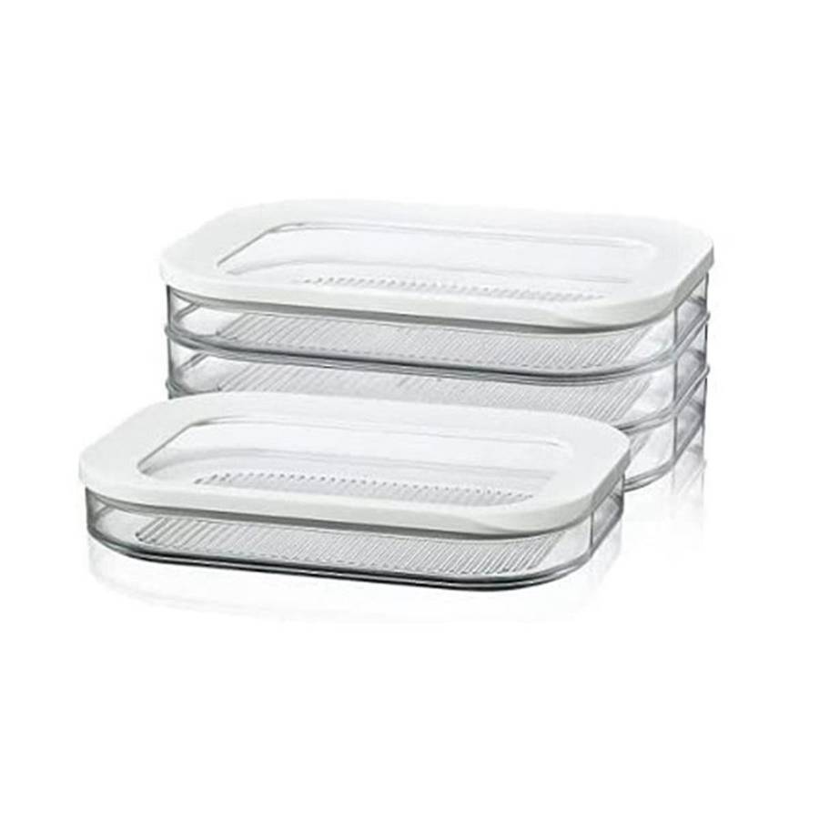 1.6l with 3 Tier Meat Pieces Storage Box Airtight Lid Dishwasher Safe 3layer Crisper