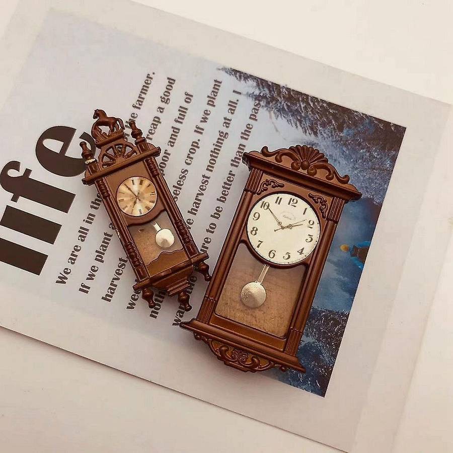 1/12 Scene Mininature Roman Clock Pendant Clock Living Room Wall Clock Decoration Doll House Access