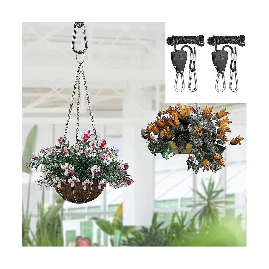 1/8 Inch Adjustable Grow Light Hangers 8pcs 2.4m Long Heavy Duty Rope Ratchet for Grow Tent & Garde