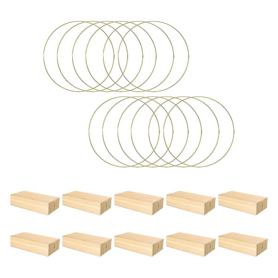 10 PCS 12 Inch Metal Floral Hoop Centerpieces for Table, Metal Wreath Ring with 10 PCS Place Card H