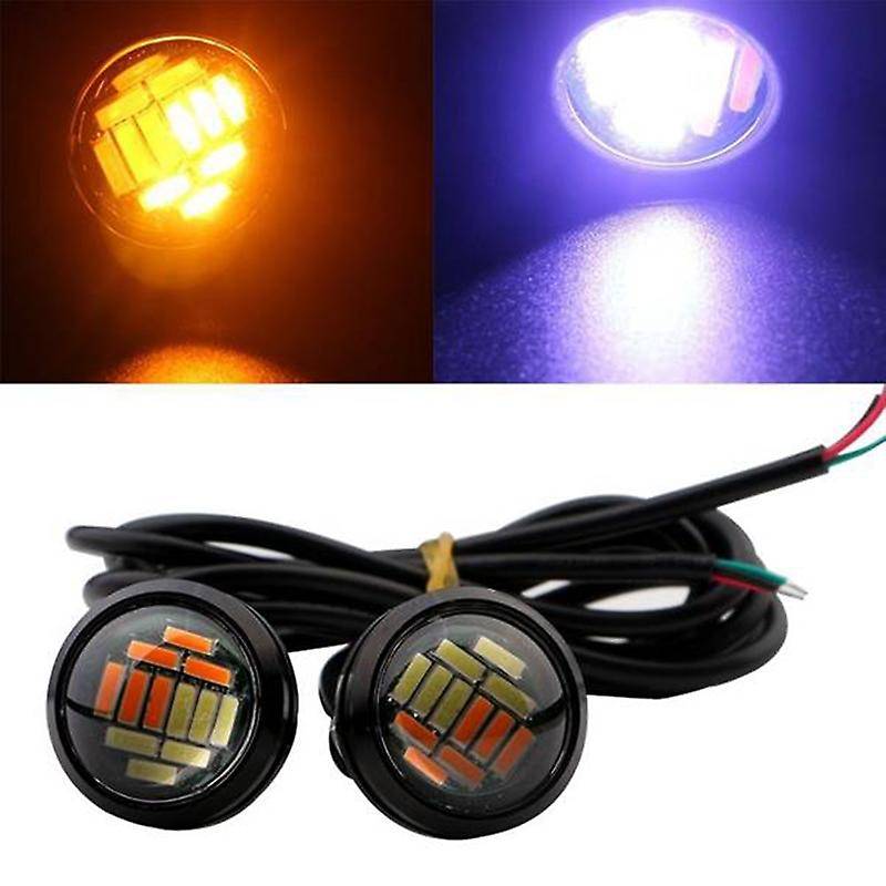 10 Pcs 12V 23Mm Dual Color Switchback 4014 Smd 12 Led Drl Turn Lights