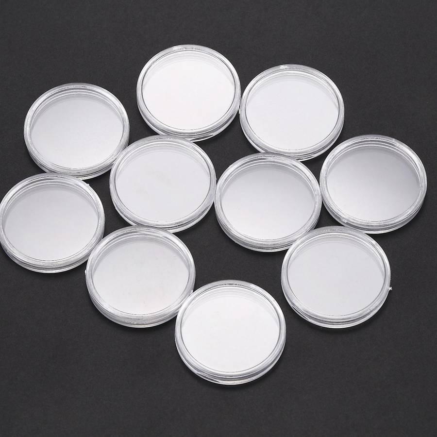 10 Pcs Small Round Transparent Plastic Coin Capsules Box 30mm