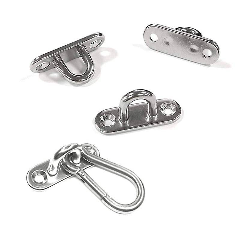 10 Pcs Stainless Eye Plate U Hook,10 Pcs Stainless Steel Snap Hook, Staple Hook Loop with Screw