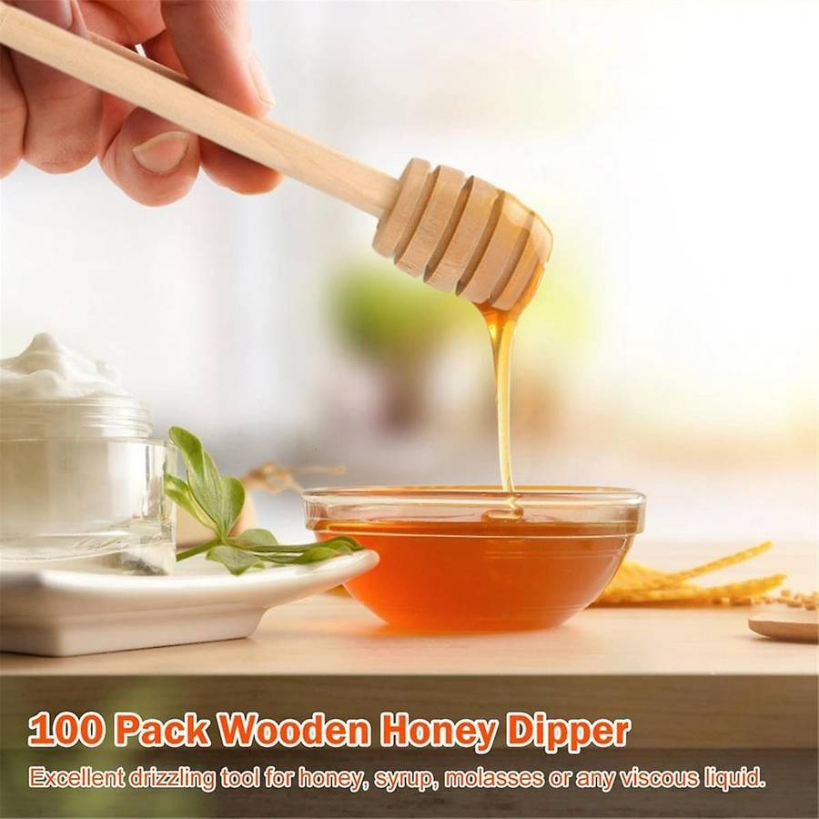 100 Pcs Honey Dipper Sticks Mini Honey Dippers 6 Inch Wooden Honey Dipper Dipper Stirrers Honeycomb