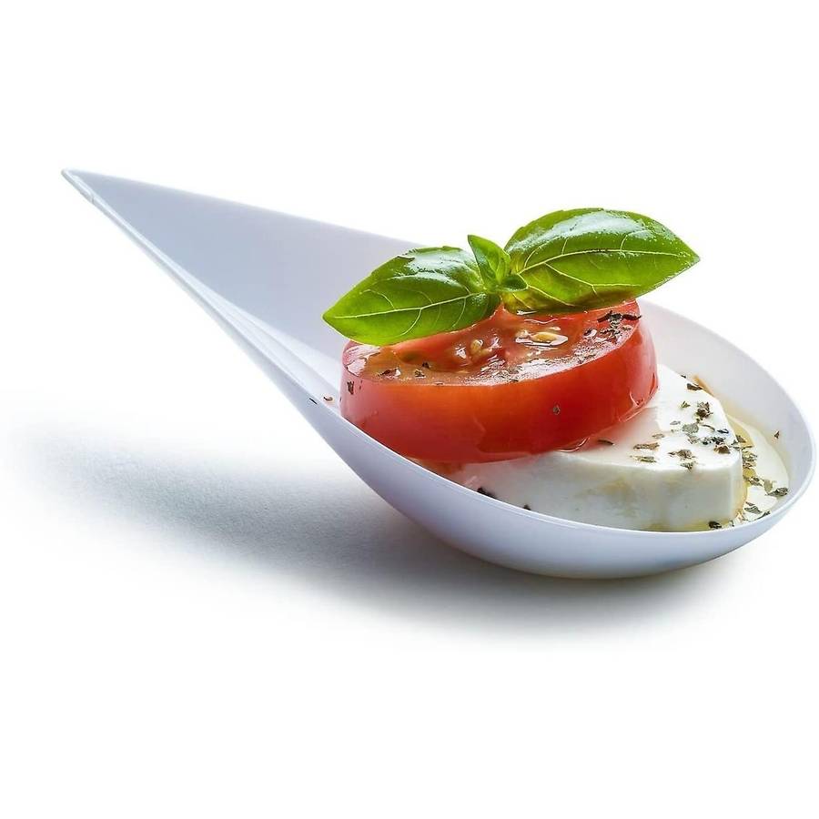100 Tear Drop Mini Appetizer Plates - Mini Dessert Plates Tasting Spoons Plastic Mini Spoons Dessert