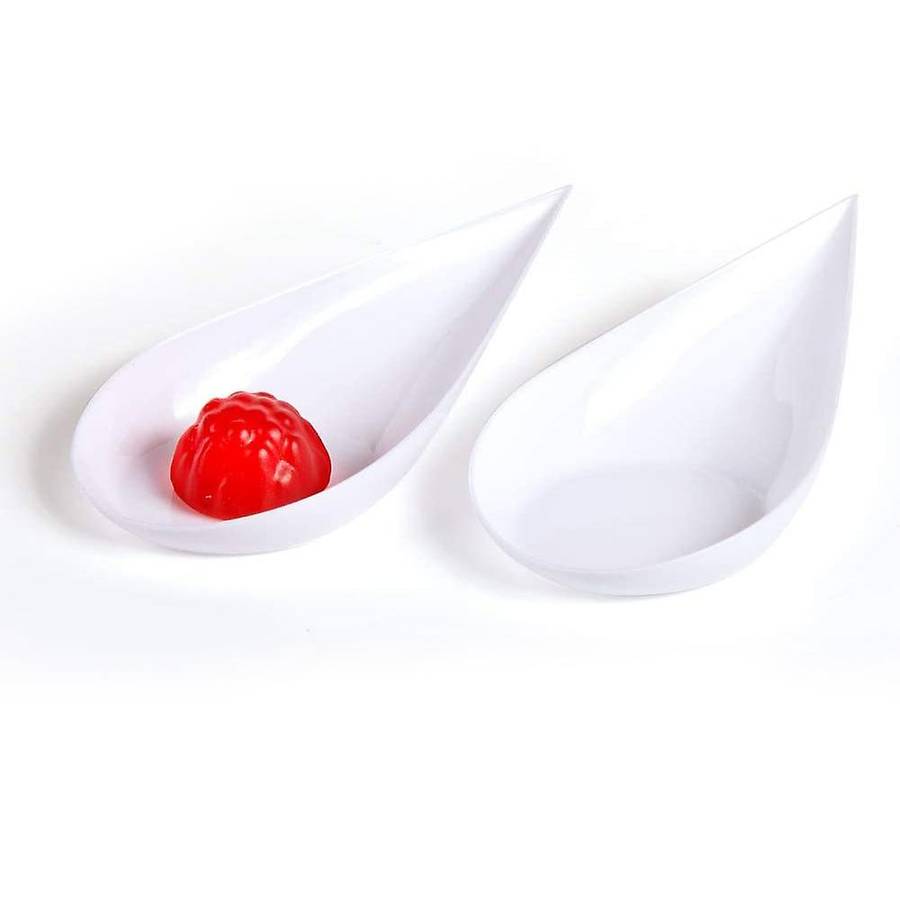100 Tear Drop Mini Appetizer Plates - Mini Dessert Plates Tasting Spoons Plastic Mini Spoons Dessert