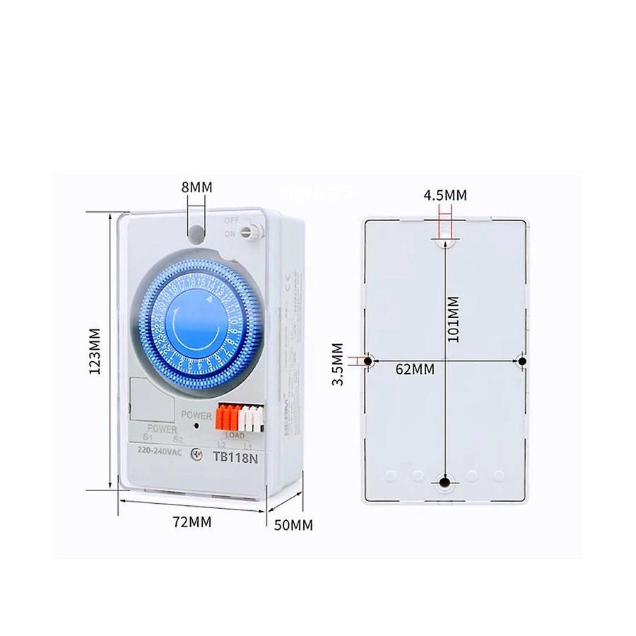 100-240vac 50-60hz Tb118n Din Rail Mechanical Timer Switch Waterproof with Transparent Plastic Prot