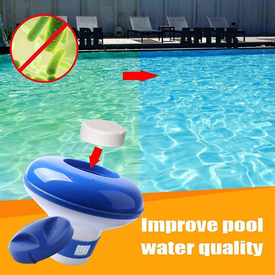 100G Swimming Pool Cleaning Tablet Floating Chlorine Hot Tub Chemical Dispenser Cleaner with Pool Te