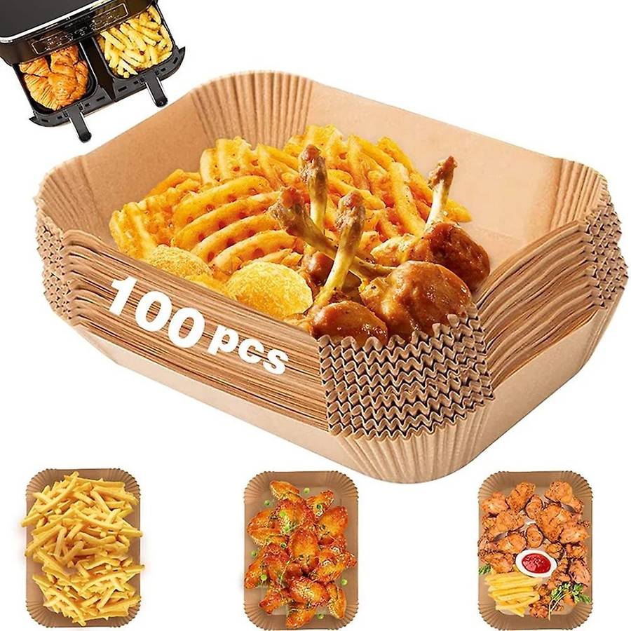 100pcs Rectangle Disposable Airfryer Baking Paper Liner