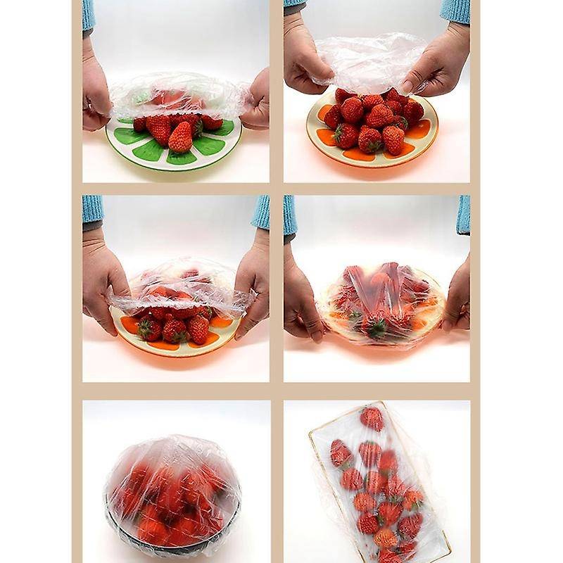 100Pcs Reusable Food Keep Storage Covers Elastic Clear Bowl Covers Dish Plastic Covers for Family Ou