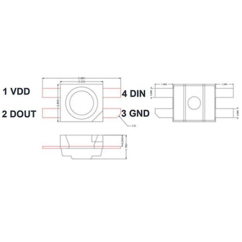 100pcs Sk6812 Mini-e Rgb (similar Ws2812b) Sk6812 3228 Smd Pixels Led Chip Individually Addressable