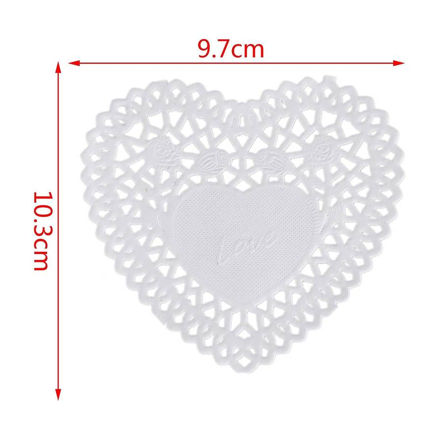 100x 4 inch White Love Heart Paper Lace Doilies doily for cardmaking scrapbooking