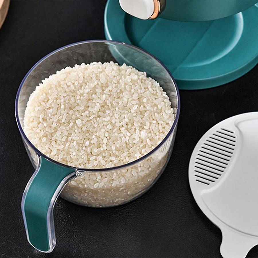 10Kg Press Automatic Rice Bucket Moisture-Proof Sealed Tank Rice Tank Kitchen Rice Storage Box Grey
