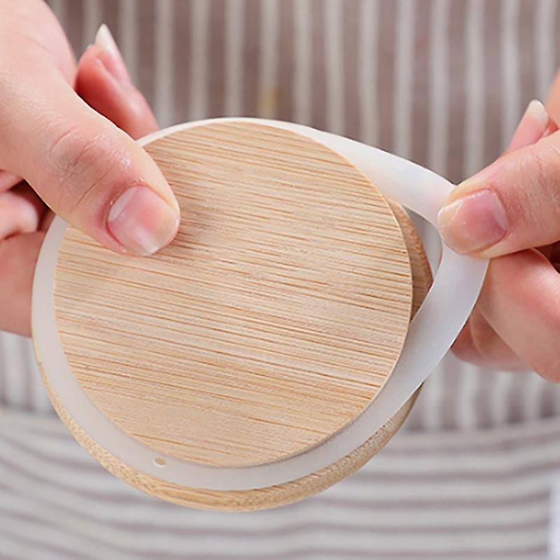 10Pcs Bamboo Wood Lid Glass Jar Airtight Canister Bottles Jars Food Container Tea Coffee Beans Jar