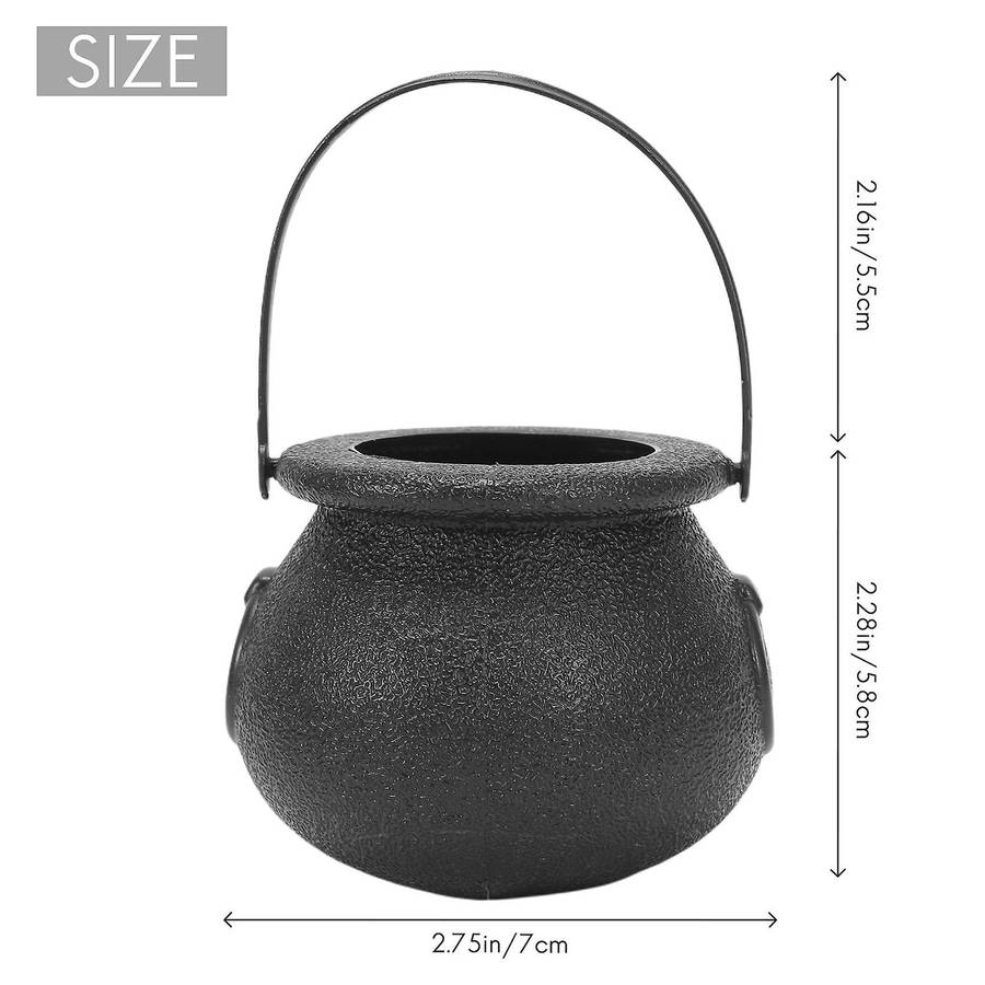 10pcs Black Cauldron Candy Holder Pot with Handle Halloween Candy Bucket Kettle Mini Black Witch Ca